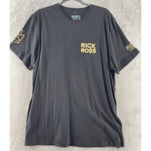 Rick Ross Shirt Mens 2XL Meek Mill MMG Shirt Pom Tour 2 Black Short Sleeve Tee
